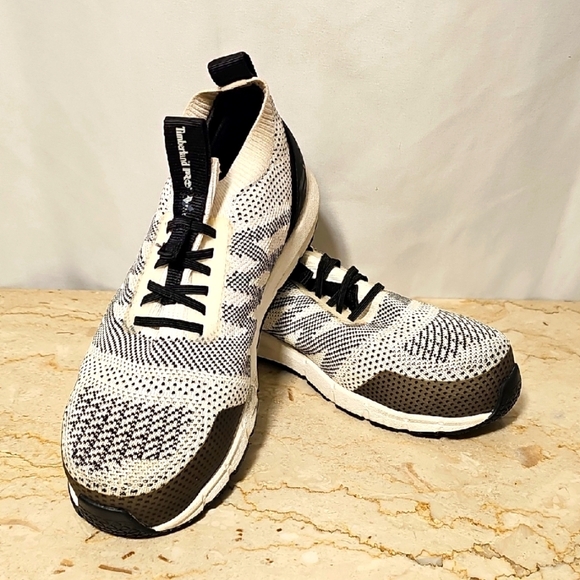 🛑 NWOT Timberland PRO Flex Womens Cream/Black Radius Knit Safety Toe Work Shoes - Picture 1 of 5